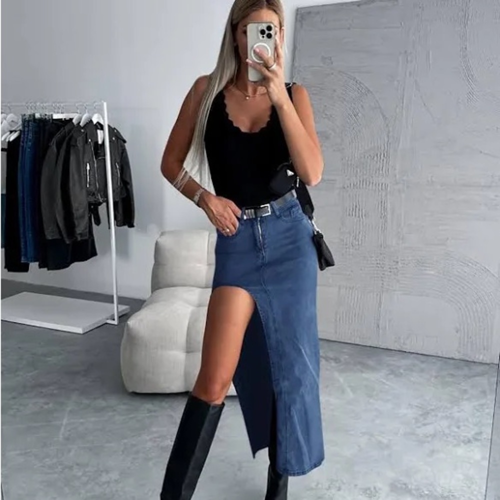 New Sexy High Waist Denim Skirt Split Jean Skirt